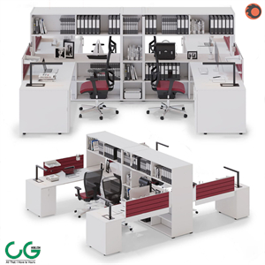 3d model of modern card position office desk and chair